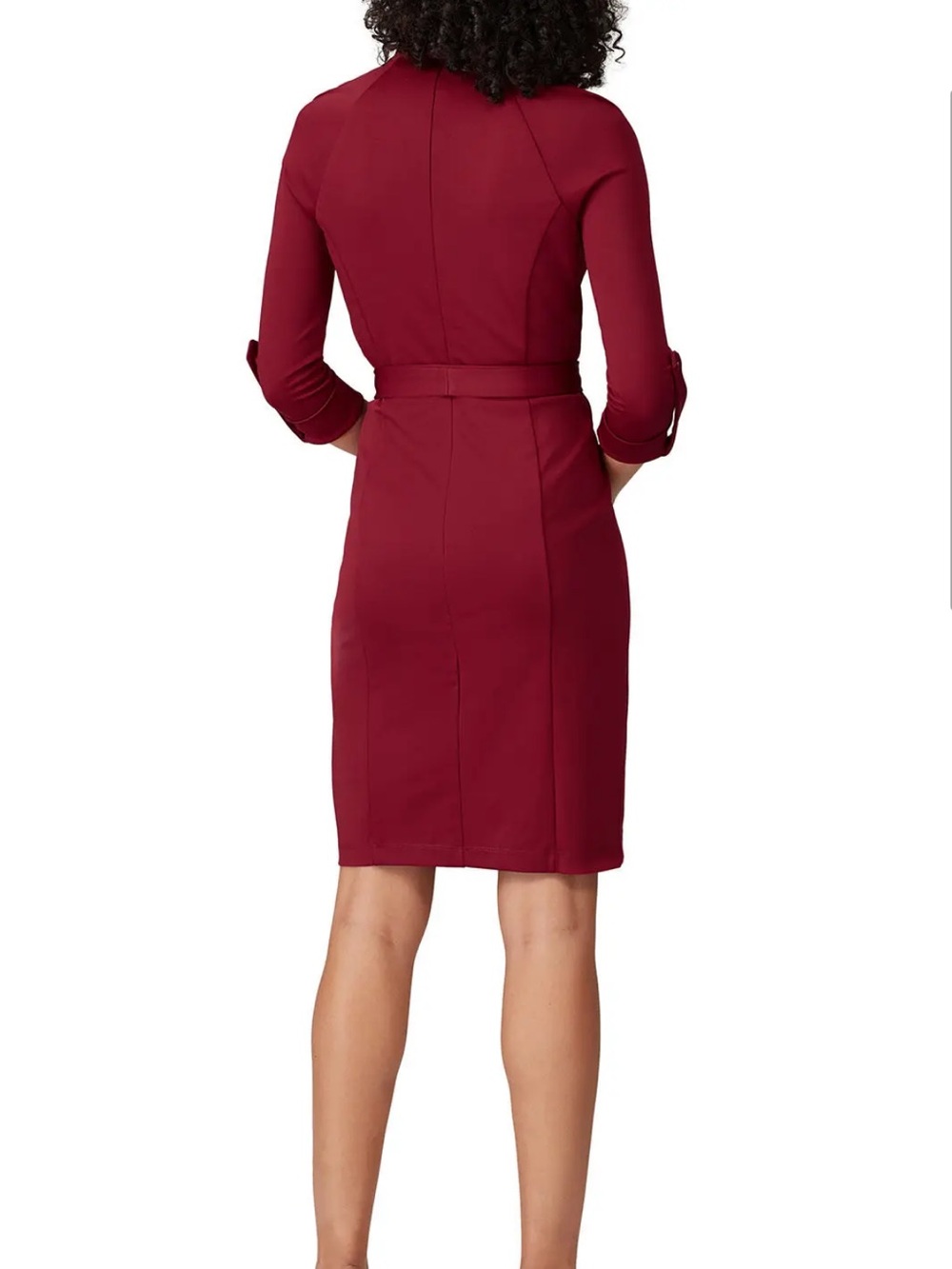 NWT Alexia Admor Burgundy Tie Waist Sheath Dress Large - Picture 2 of 16